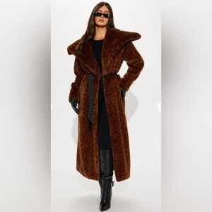 NWT Leopard Print Faux Fur Coat 1X